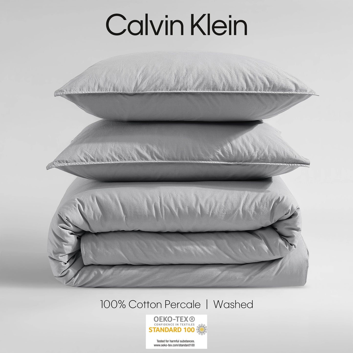 Calvin Klein Washed Percale Cotton Solid Comforter Set