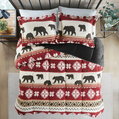 Woolrich Tunbridge Red/Black Print Sherpa Comforter Set