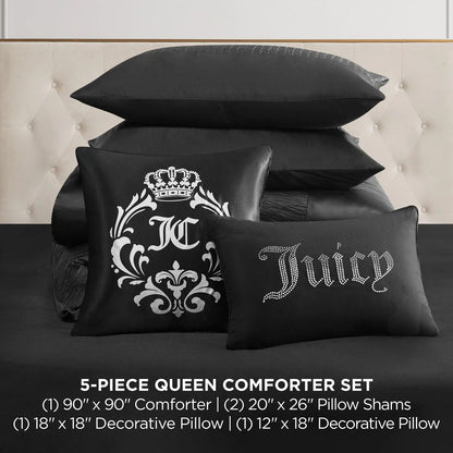 Juicy Couture Glam Night Black Stripe Comforter Bedding Set