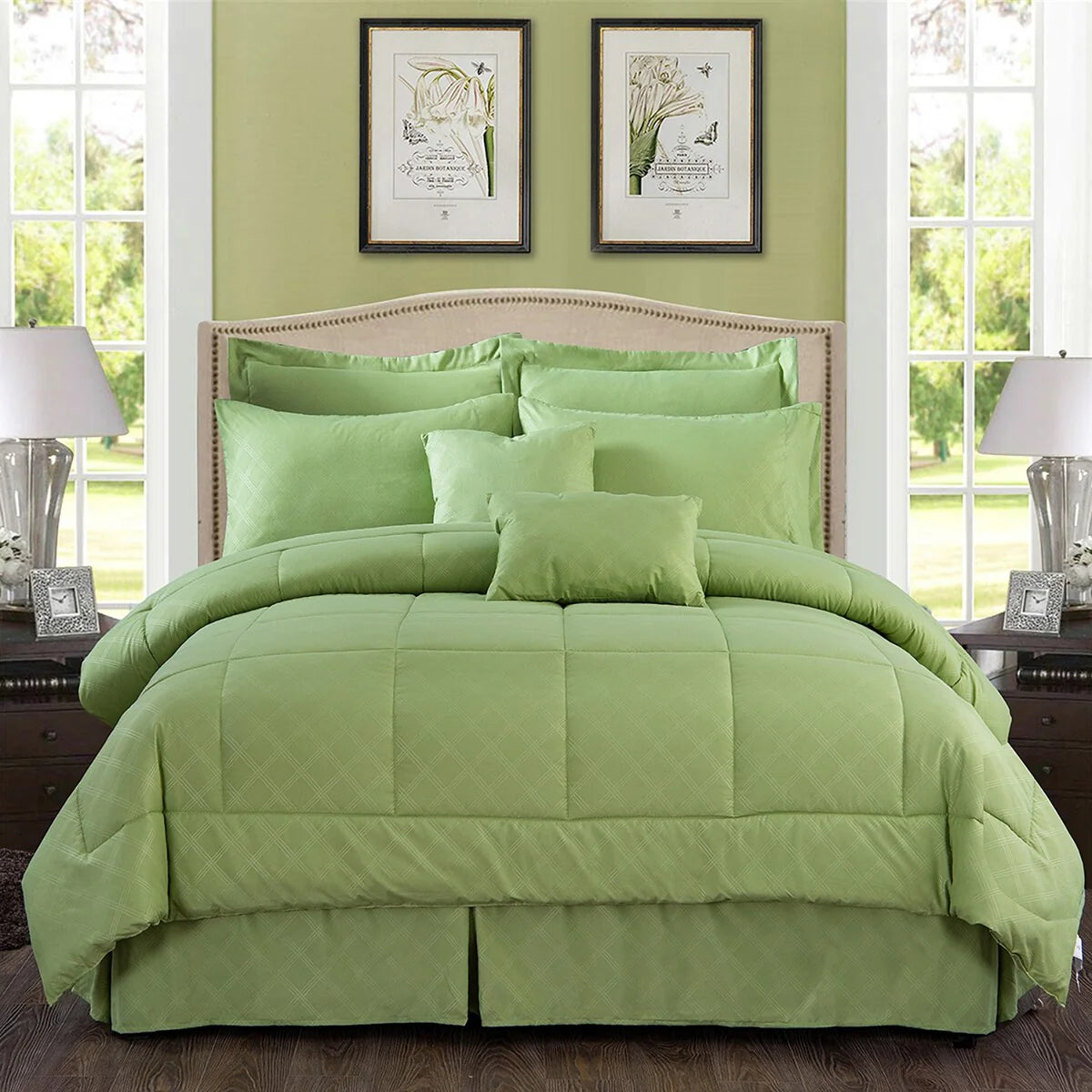 10-piece Solid Color Microfiber Comforter and Sheets Set