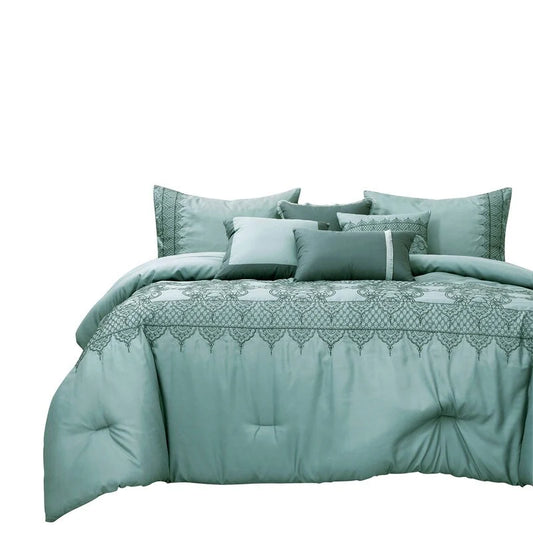 Wellco Bedding Comforter Set Bed In A Bag - 7 Piece - Luxury Oversized Comforters,Queen,King