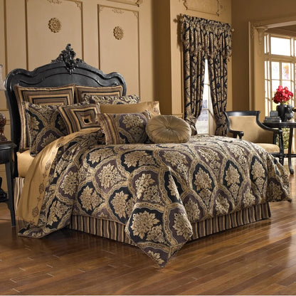 Five Queens Court Reilly Woven Chenille Damask 4-piece Comforter Set