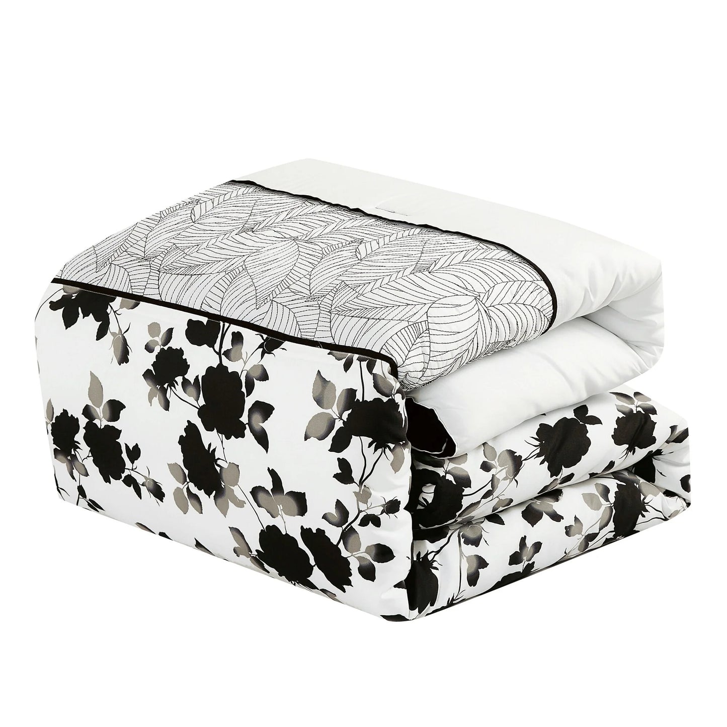 Shatex Kona 7 Pieces Ink Wash Flowers Bedding Comforter Set All-season Reversible Bed in a Bag