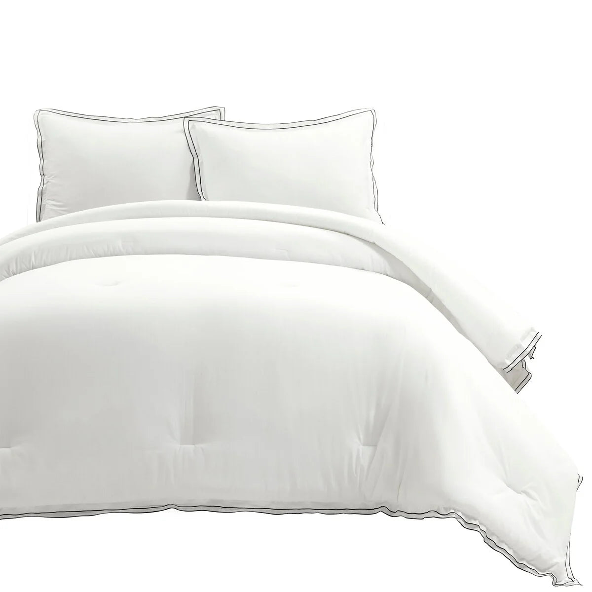 Lush Decor Hampton Double Flange Embroidered Contrast Edge Comforter 3 Pieces Set