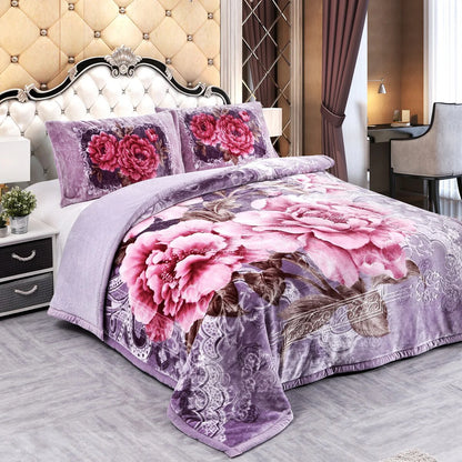 Ultra Plush Printed 3-piece Sherpa Borrego Comforter Set