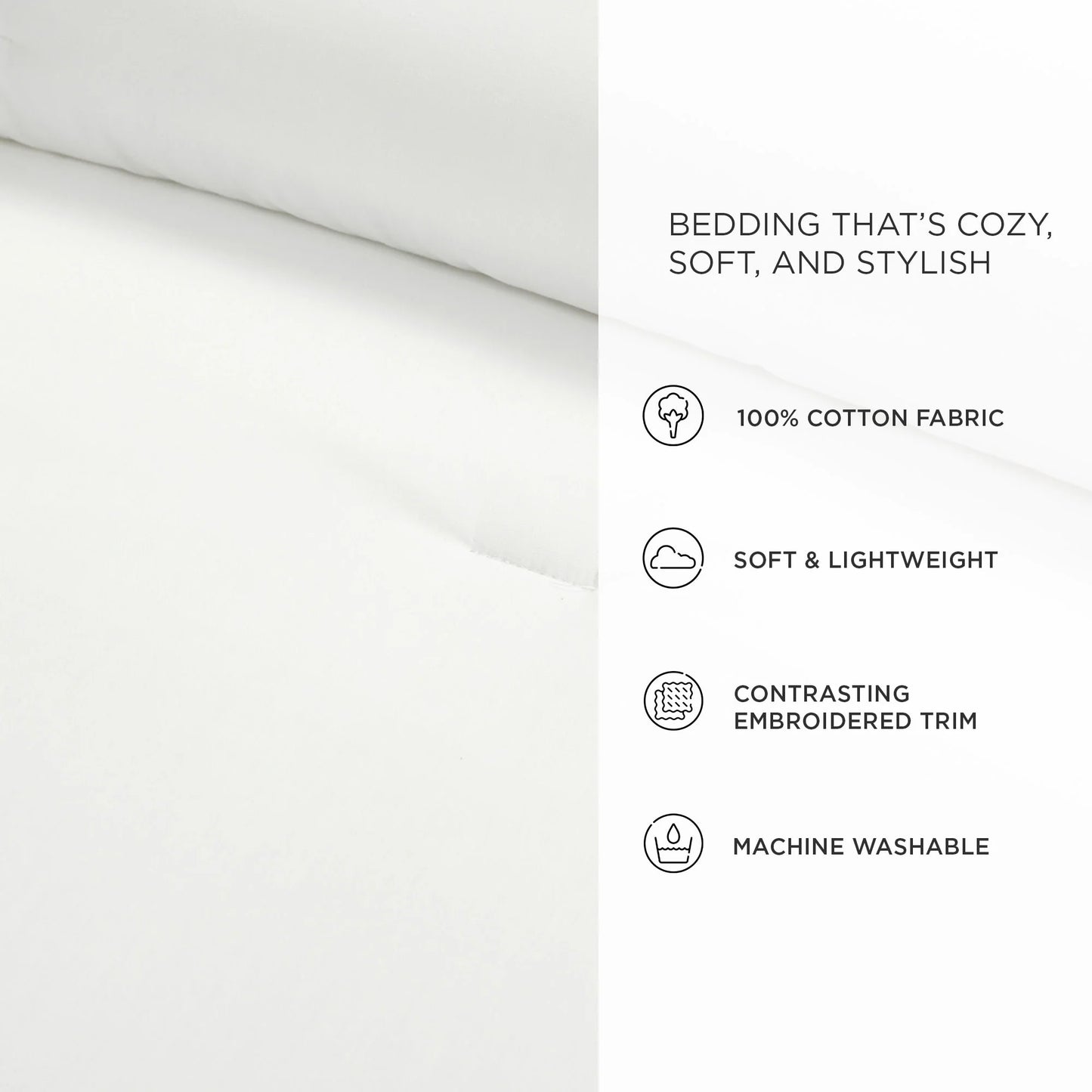 Lush Decor Hampton Double Flange Embroidered Contrast Edge Comforter 3 Pieces Set