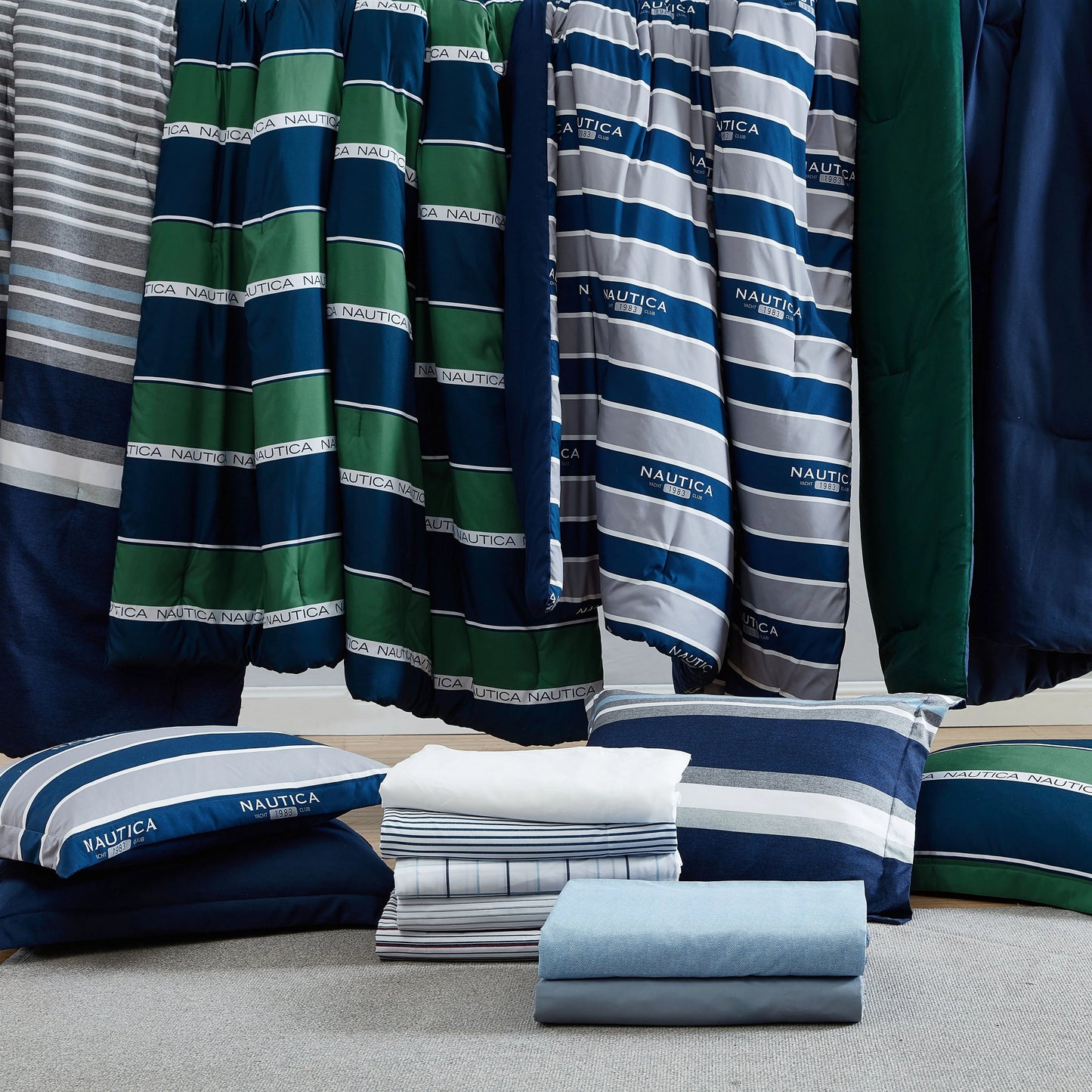 Nautica Thorton Lake Reversible Grey Multi-Piece Bed Set