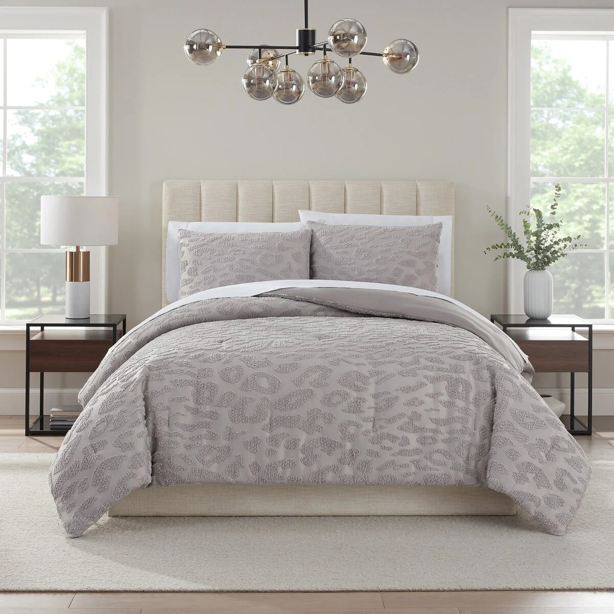 Nine West Mia Tufted Leopard Texture Comforter Set