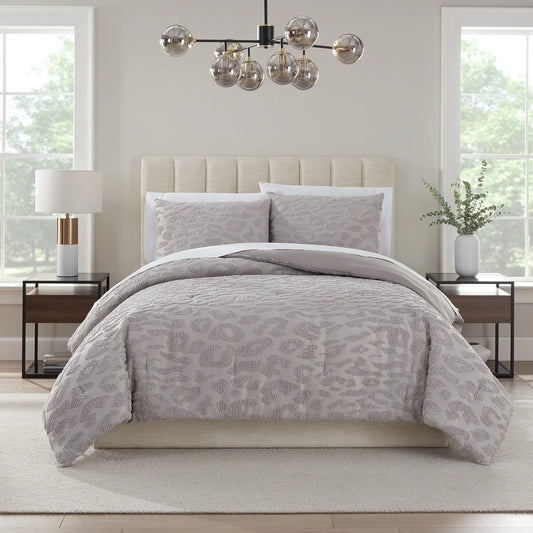 Nine West Mia Tufted Leopard Texture Comforter Set