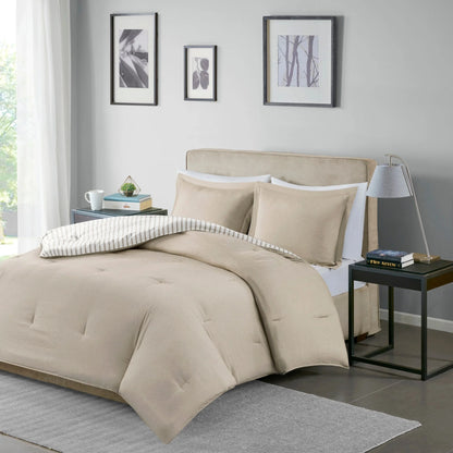 Madison Park Essentials Braydon Reversible Yarn Dyed Stripe Down Alternative Comforter Set
