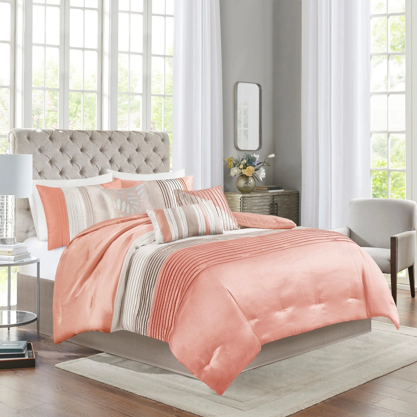 Madison Park Olympia 7-piece Coral Comforter Set