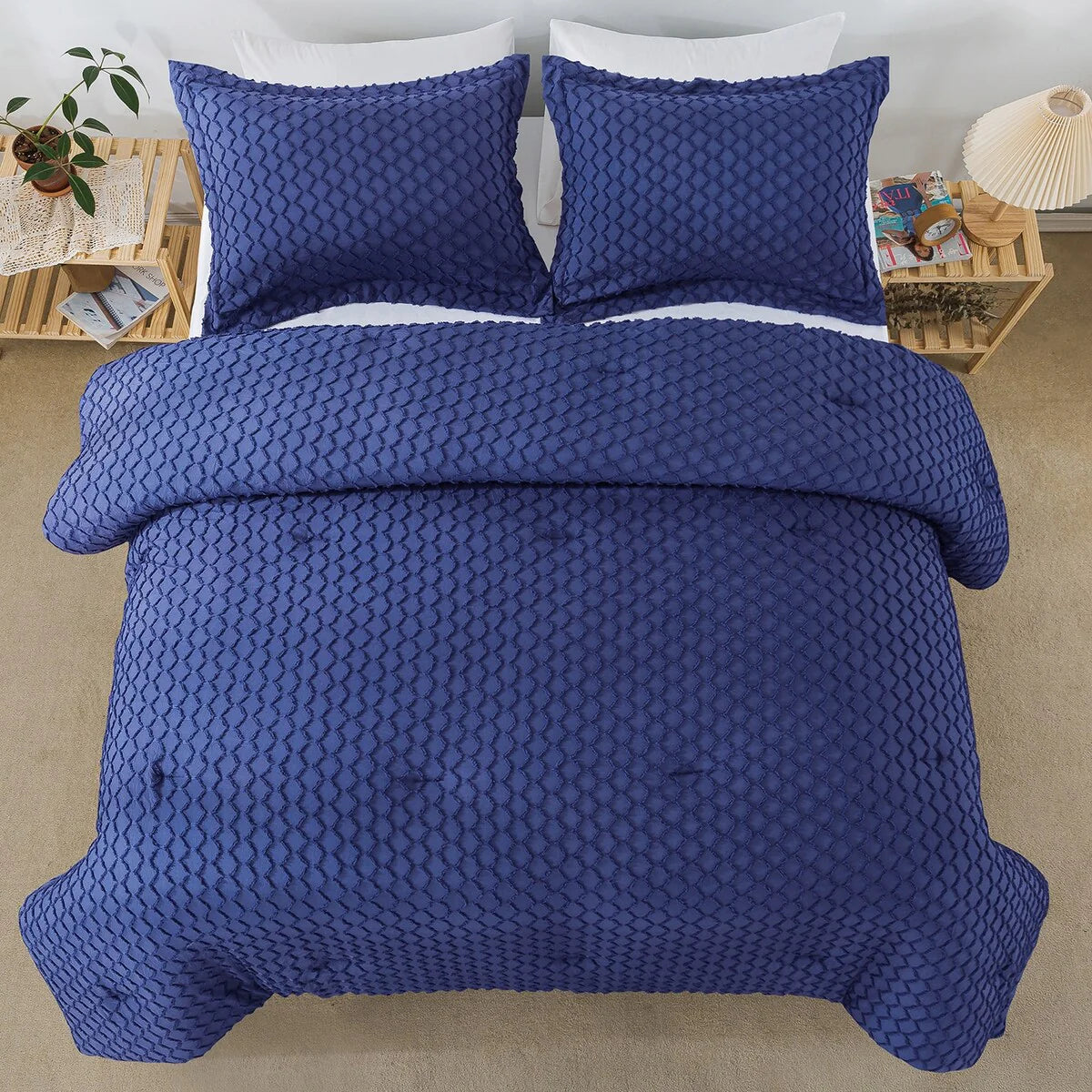 Boho Comforter Set,Tufted Design Bedding Set