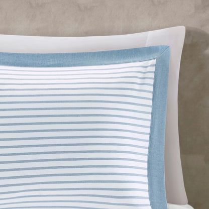 Madison Park Essentials Braydon Blue Reversible Stripe Down Alternative Comforter Set