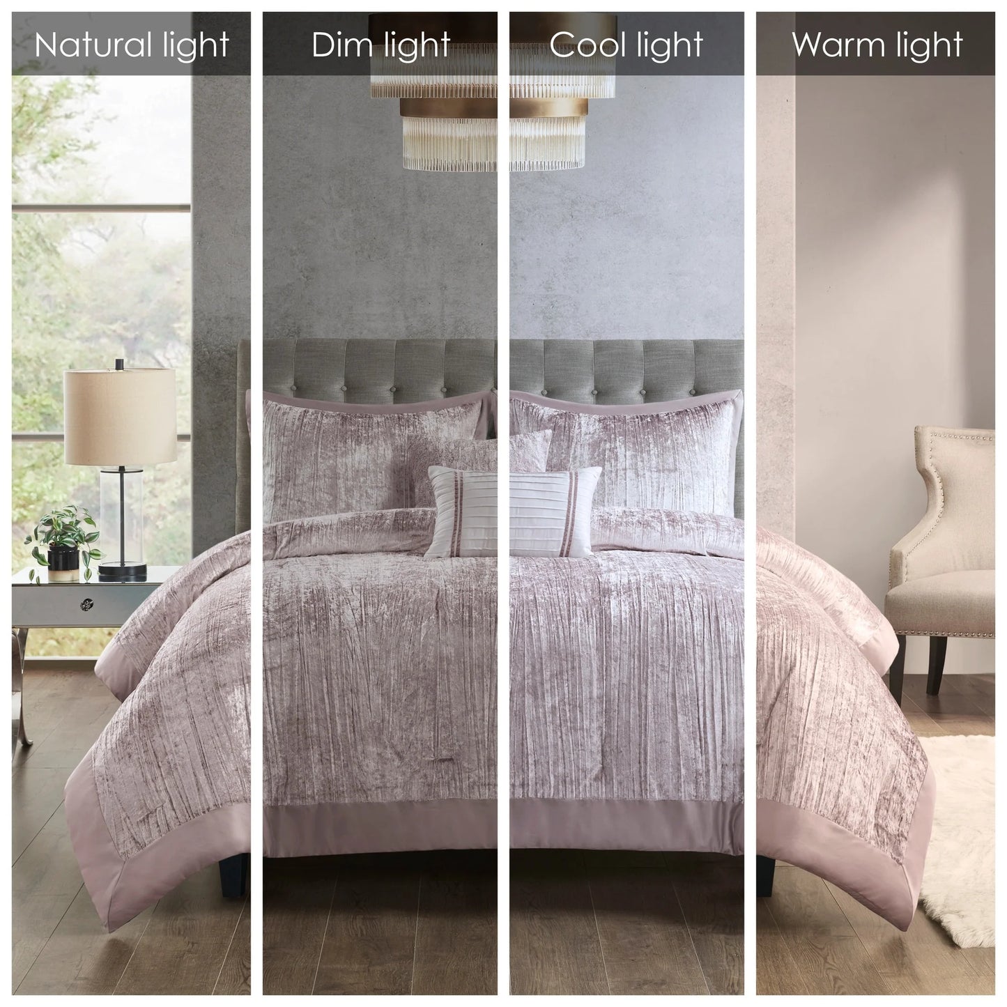 Madison Park Reagan 5 Piece Crinkle Velvet Comforter Set
