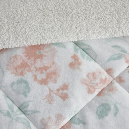 CEDAR COURT Blossom Blush 3-Piece Ultra Plush/Sherpa Comforter Set