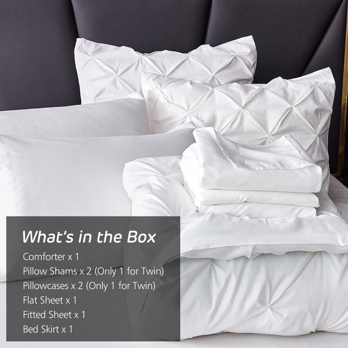 8-piece Pinch Pleated Bed-in-a-Bag Down Alternative Comforter Set