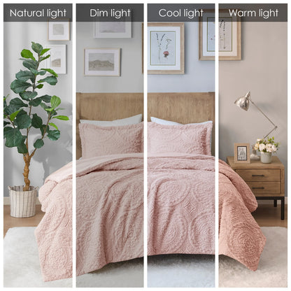 Madison Park Nova Embroidered Medallion Faux Fur Plush Comforter Set