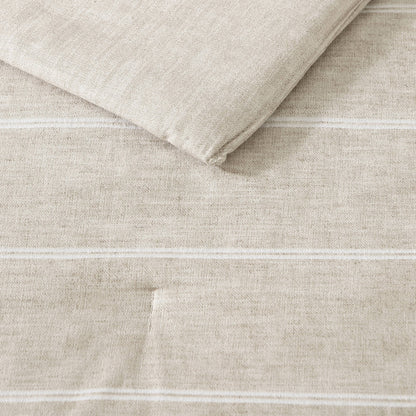 Nautica Guard Coast Cotton Flannel Beige Reversible Comforter Set