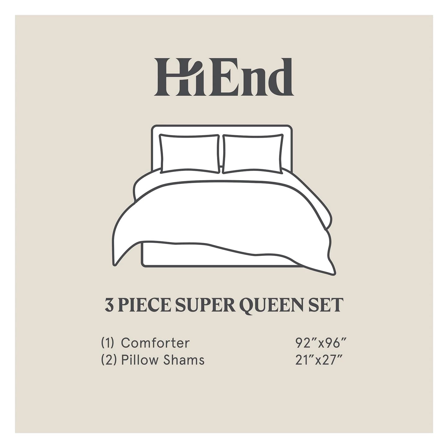 HiEnd Accents Windowpane Plaid Modern Rustic Bedding 3 Piece Comforter Set