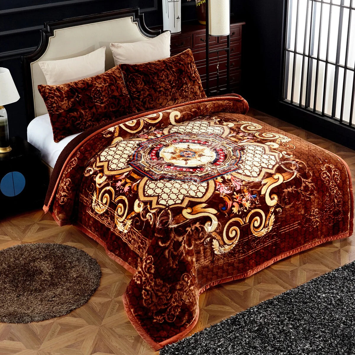 Ultra Plush Printed 3-piece Sherpa Borrego Comforter Set