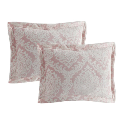 CEDAR COURT Hyde Damask Blush Pink 3-Piece Ultra Plush/Sherpa Comforter Set