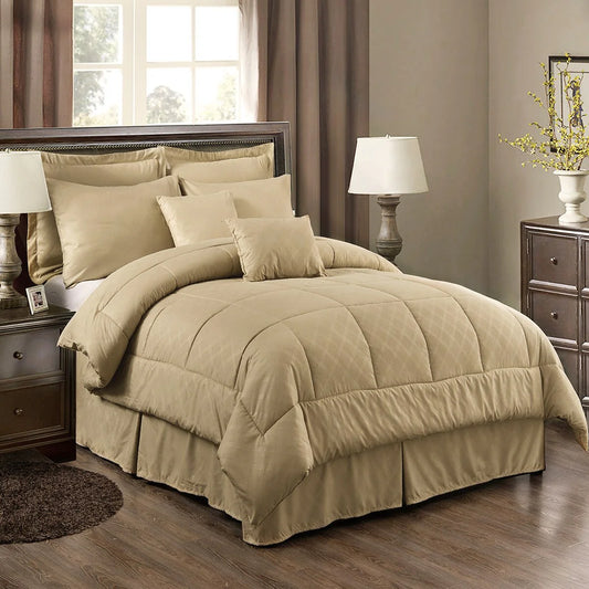 Taupe Plaid Comforter Set