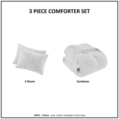 Madison Park Maeve 3 Piece Tufted Woven Medallion Comforter Set