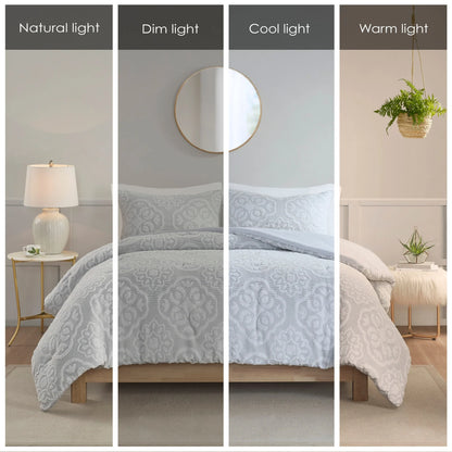Madison Park Maeve 3 Piece Tufted Woven Medallion Comforter Set