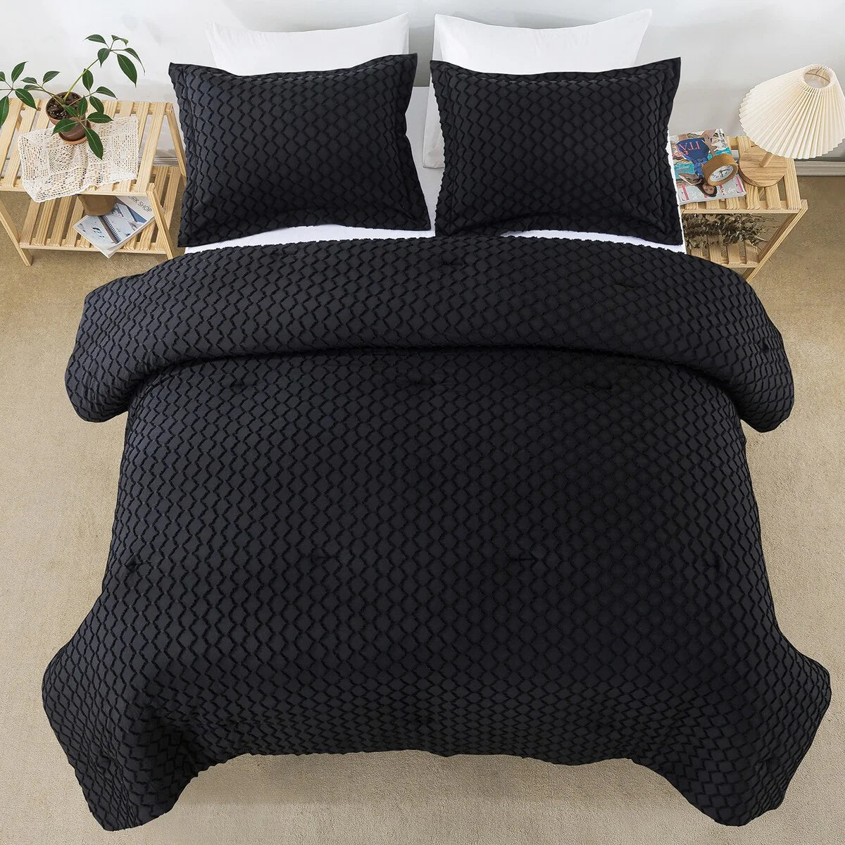 Boho Comforter Set,Tufted Design Bedding Set