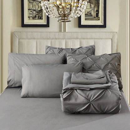 8-piece Pinch Pleated Bed-in-a-Bag Down Alternative Comforter Set