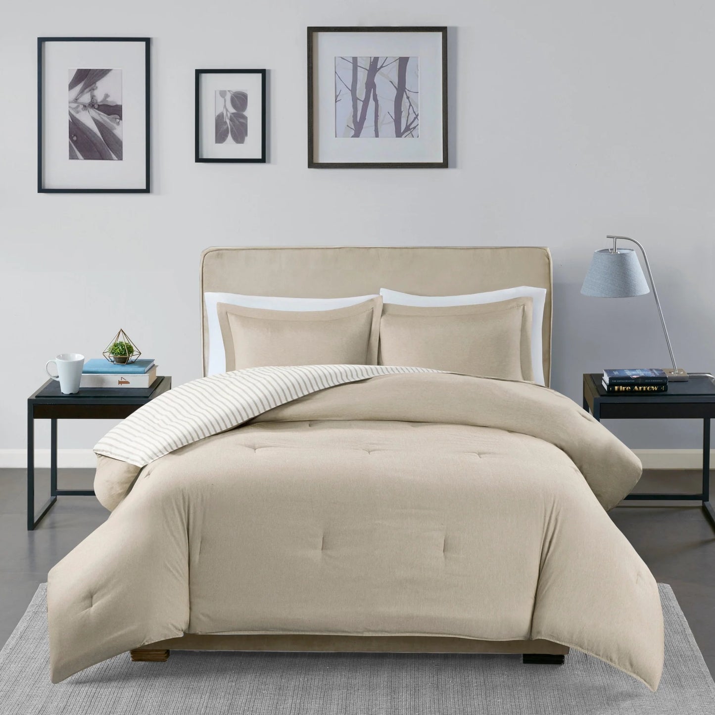 Madison Park Essentials Braydon Reversible Yarn Dyed Stripe Down Alternative Comforter Set