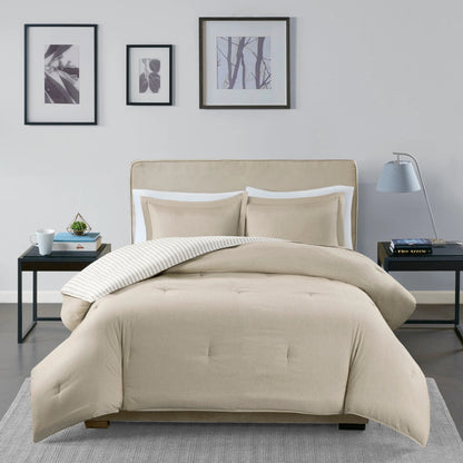 Madison Park Essentials Braydon Reversible Yarn Dyed Stripe Down Alternative Comforter Set