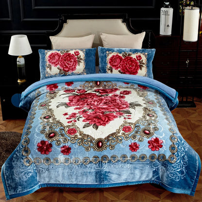 Ultra Plush Printed 3-piece Sherpa Borrego Comforter Set