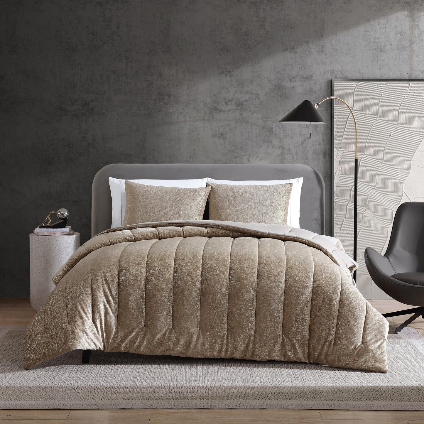 Kenneth Cole Banks Velvet Metallic Reversible Comforter Set