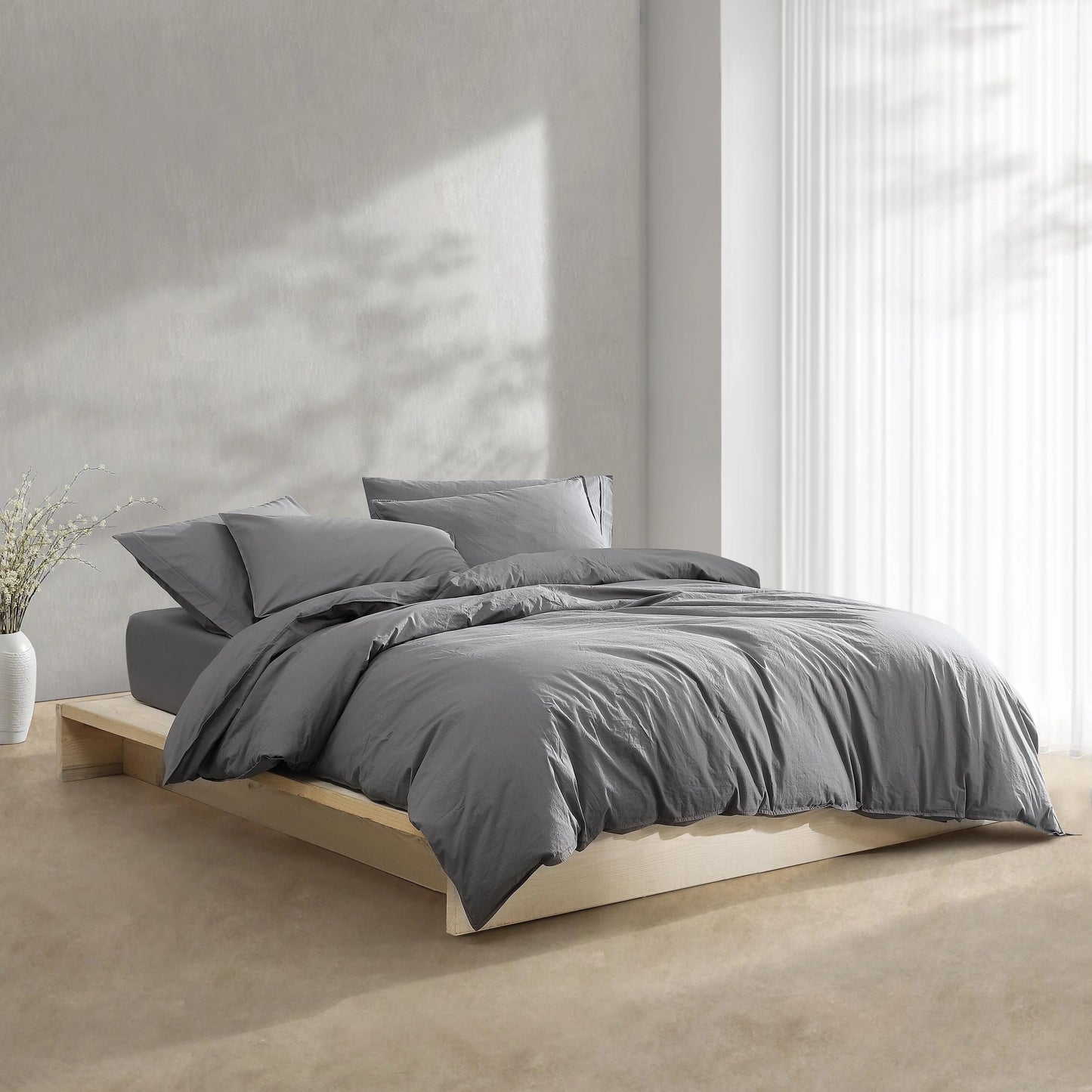 Calvin Klein Washed Percale Cotton Solid Comforter Set