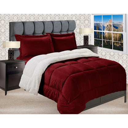 Elegant Comfort Reversible Sherpa Micro-Suede 3-Piece Comforter Set