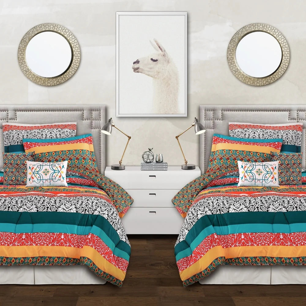 The Curated Nomad La Boheme Boho Stripe 7-piece Comforter Set
