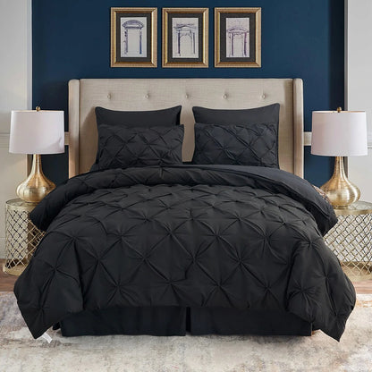 8-piece Pinch Pleated Bed-in-a-Bag Down Alternative Comforter Set
