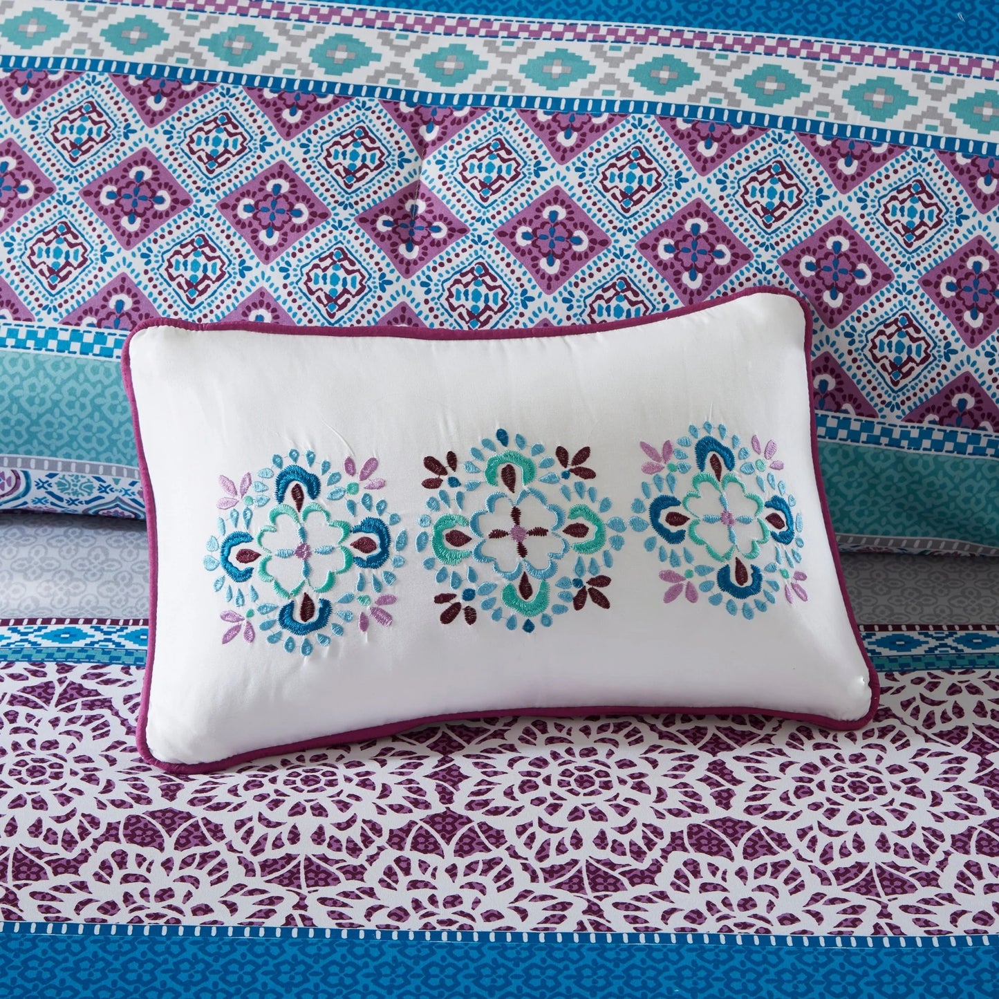 Adley Purple Printed Comforter Set by Intelligent Design