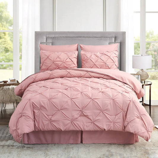 8-piece Pinch Pleated Bed-in-a-Bag Down Alternative Comforter Set