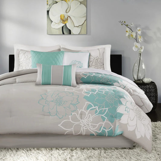 Madison Park Brianna Aqua Cotton Comforter Set