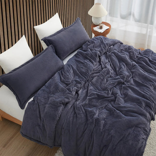 Softer than Soft? - Coma Inducer? Oversized Comforter Set - Double Plush Indigo Black