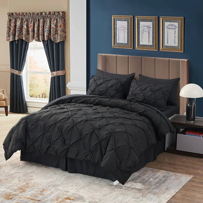 8-piece Pinch Pleated Bed-in-a-Bag Down Alternative Comforter Set