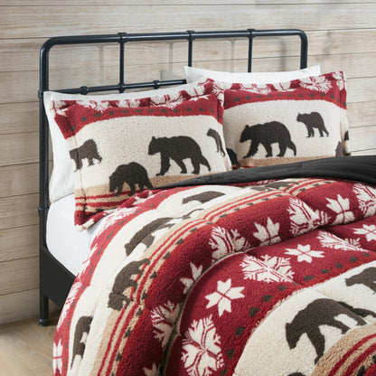 Woolrich Tunbridge Red/Black Print Sherpa Comforter Set