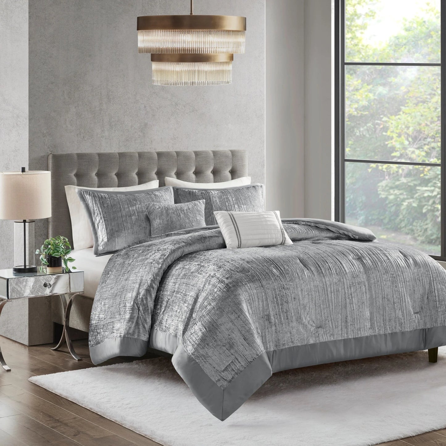 Madison Park Reagan 5 Piece Crinkle Velvet Comforter Set