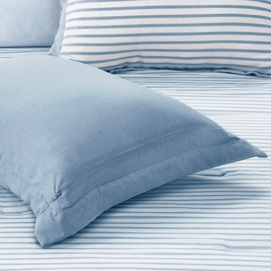 Madison Park Essentials Braydon Blue Reversible Stripe Down Alternative Comforter Set