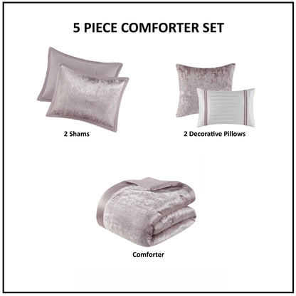 Madison Park Reagan 5 Piece Crinkle Velvet Comforter Set