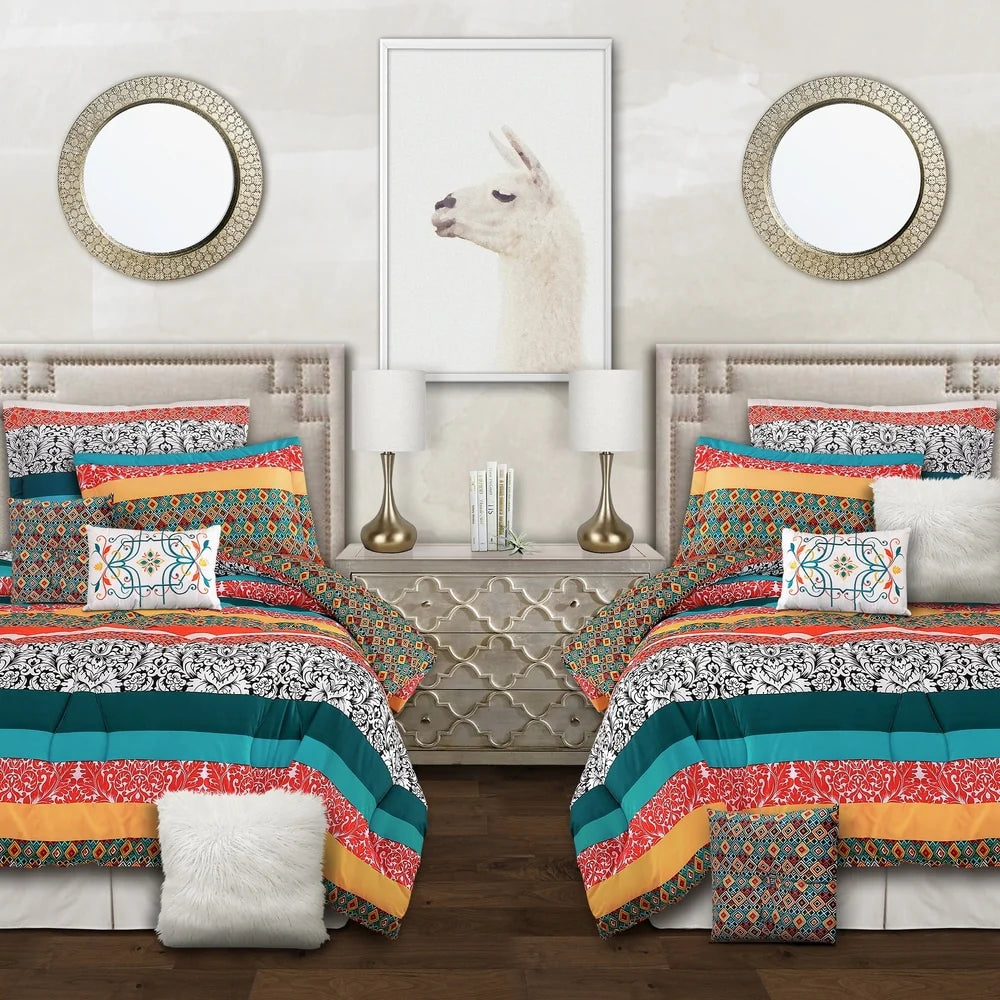 The Curated Nomad La Boheme Boho Stripe 7-piece Comforter Set