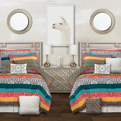 The Curated Nomad La Boheme Boho Stripe 7-piece Comforter Set