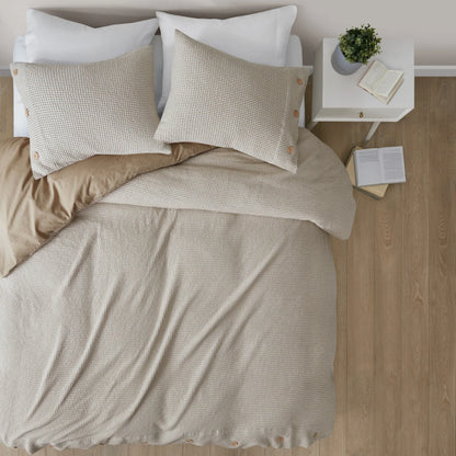 Adalyn 4 Piece Cotton and Rayon from Bamboo Blend Waffle Weave Comforter Cover Set w/removable insert by Clean Spaces